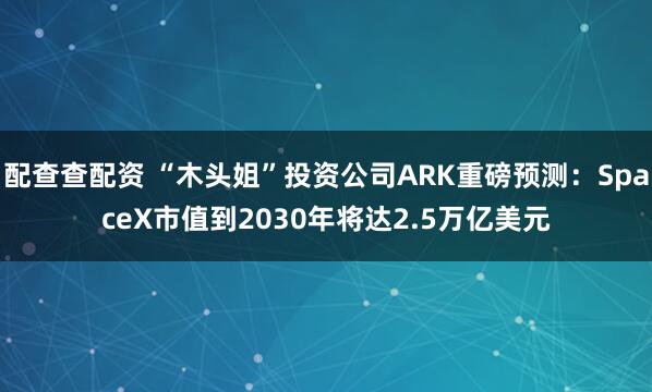 配查查配资 “木头姐”投资公司ARK重磅预测：SpaceX市值到2030年将达2.5万亿美元