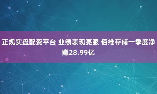 正规实盘配资平台 业绩表现亮眼 佰维存储一季度净赚28.99亿